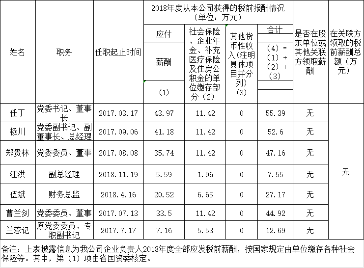 华体会hth·体育(中国)官方网站负责人2018年度薪酬情况